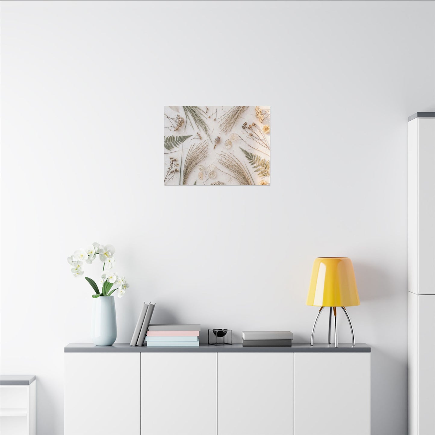 Elegant Dried Flowers Canvas Art - Japanese Pattern Japandi