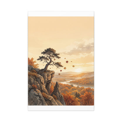 Pine Tree Autumn Canvas Art | Japandi Warm Design