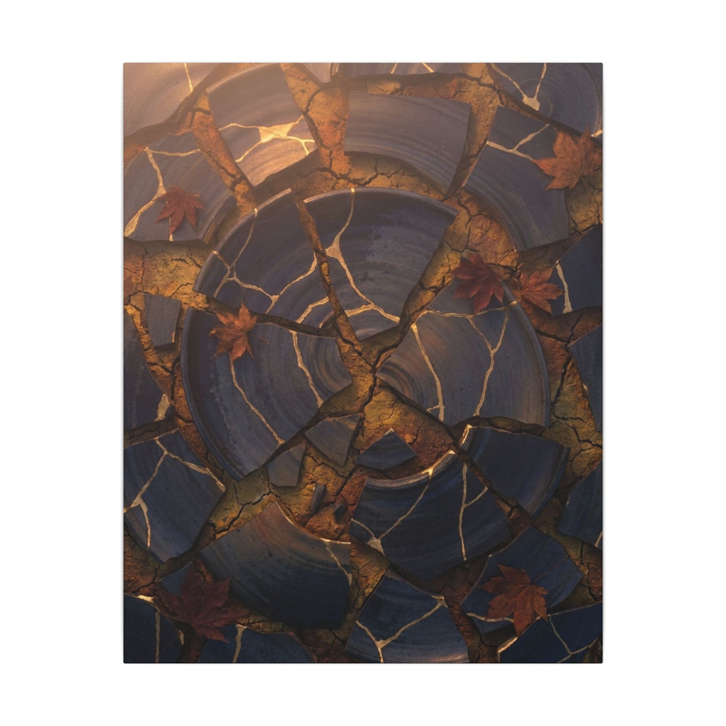 Autumn Cracked Earth Gold Repair Canvas Art | Philosophical Decor