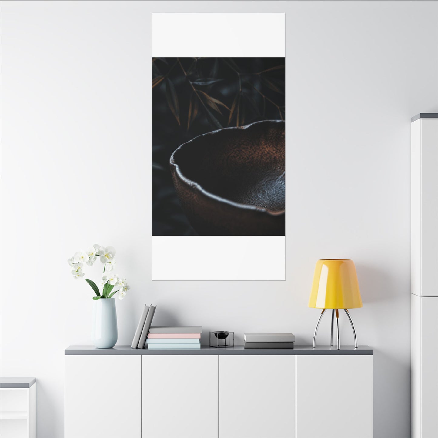 Luxurious Ceramic Bowl Canvas Art - Shadow Zen Dark Japandi