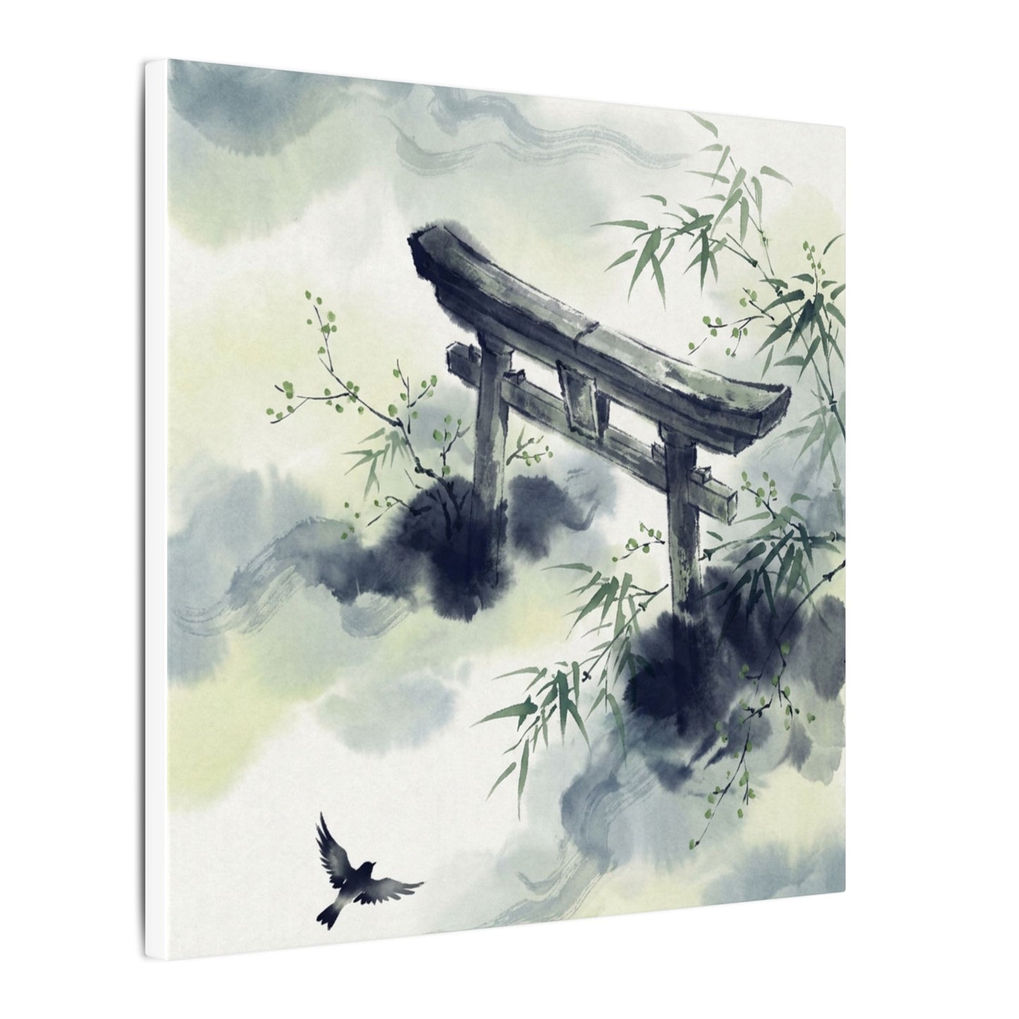Torii Gate Sumi E Canvas Art | Serene Zen Art
