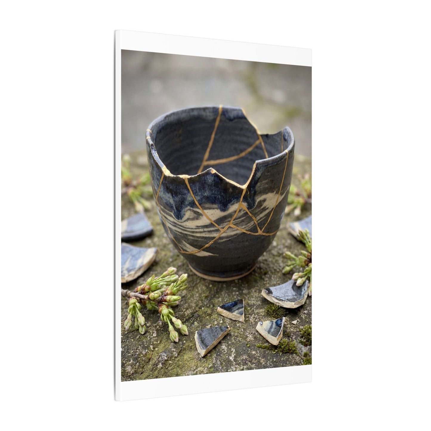 Datsuzoku Ceramic Bowl Canvas Art - Kintsugi Gold Repair