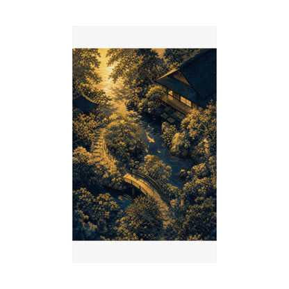 Moonlit Garden Ukiyo E Inspired Wall Art Print | Calm Zen Art