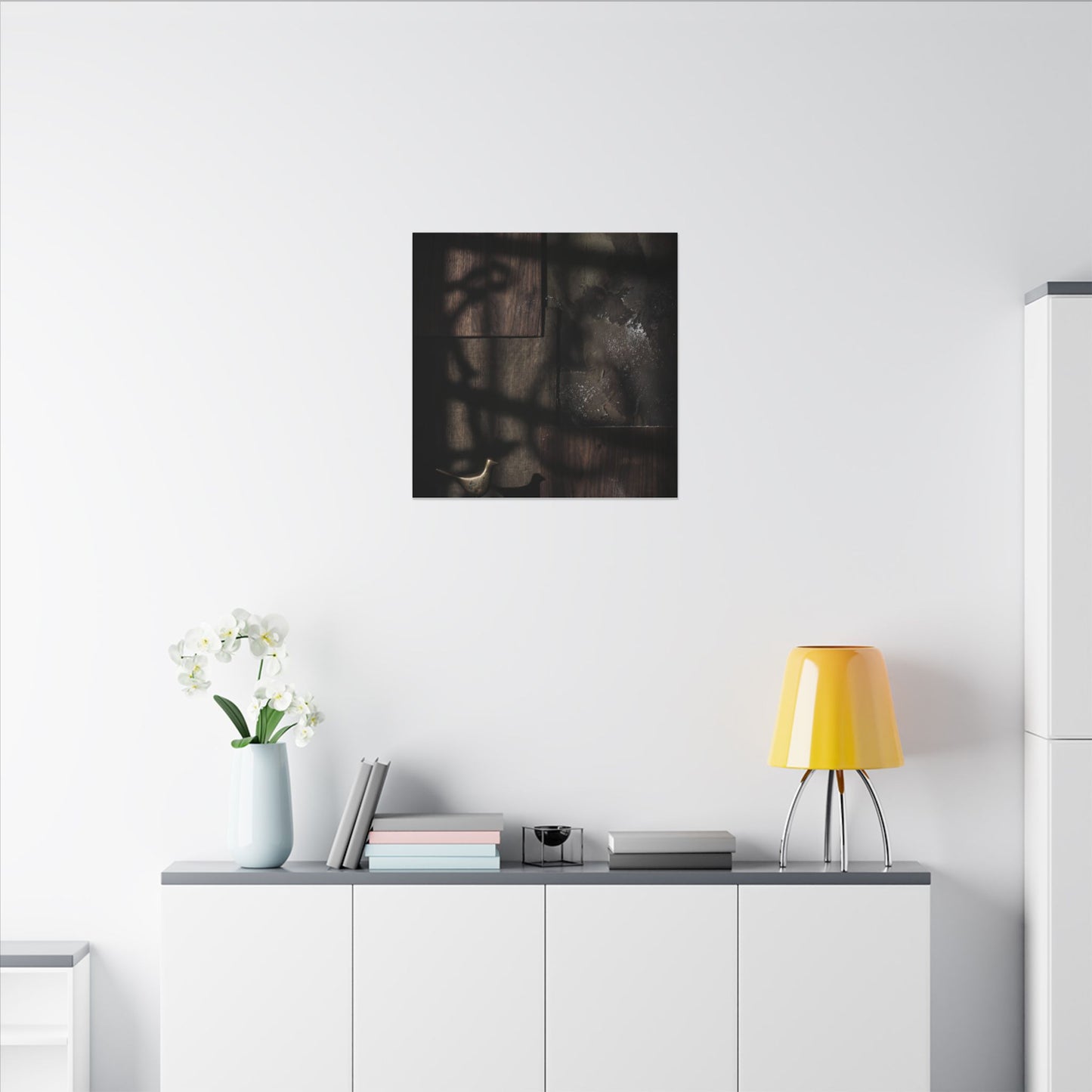 Dark Japandi Shadow Play in Candlelight | Dark Texture Canvas Art