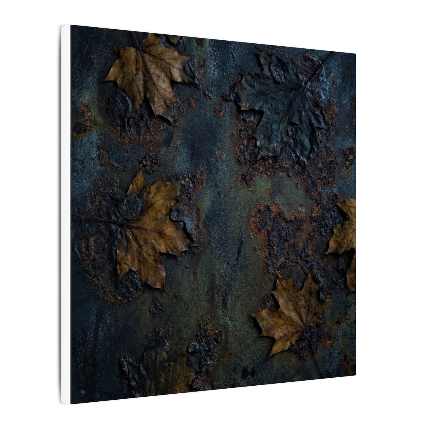 Shibui Rust Patina Canvas Art - Dark Japandi Charcoal Ink