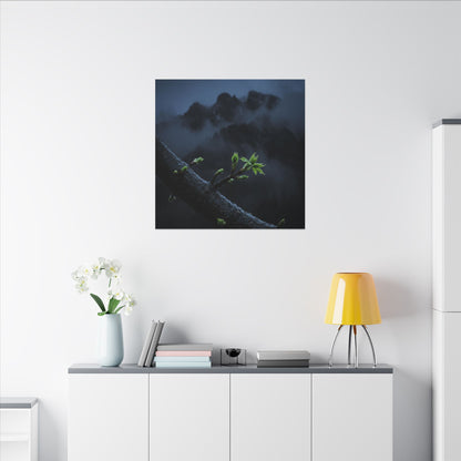 Moonlight Mountain Mist Canvas Art - Dark Japandi Kanso