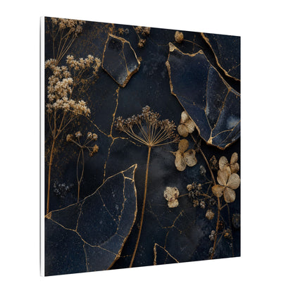 Philosophical Dried Flowers Canvas Art - Broken Beauty Kintsugi