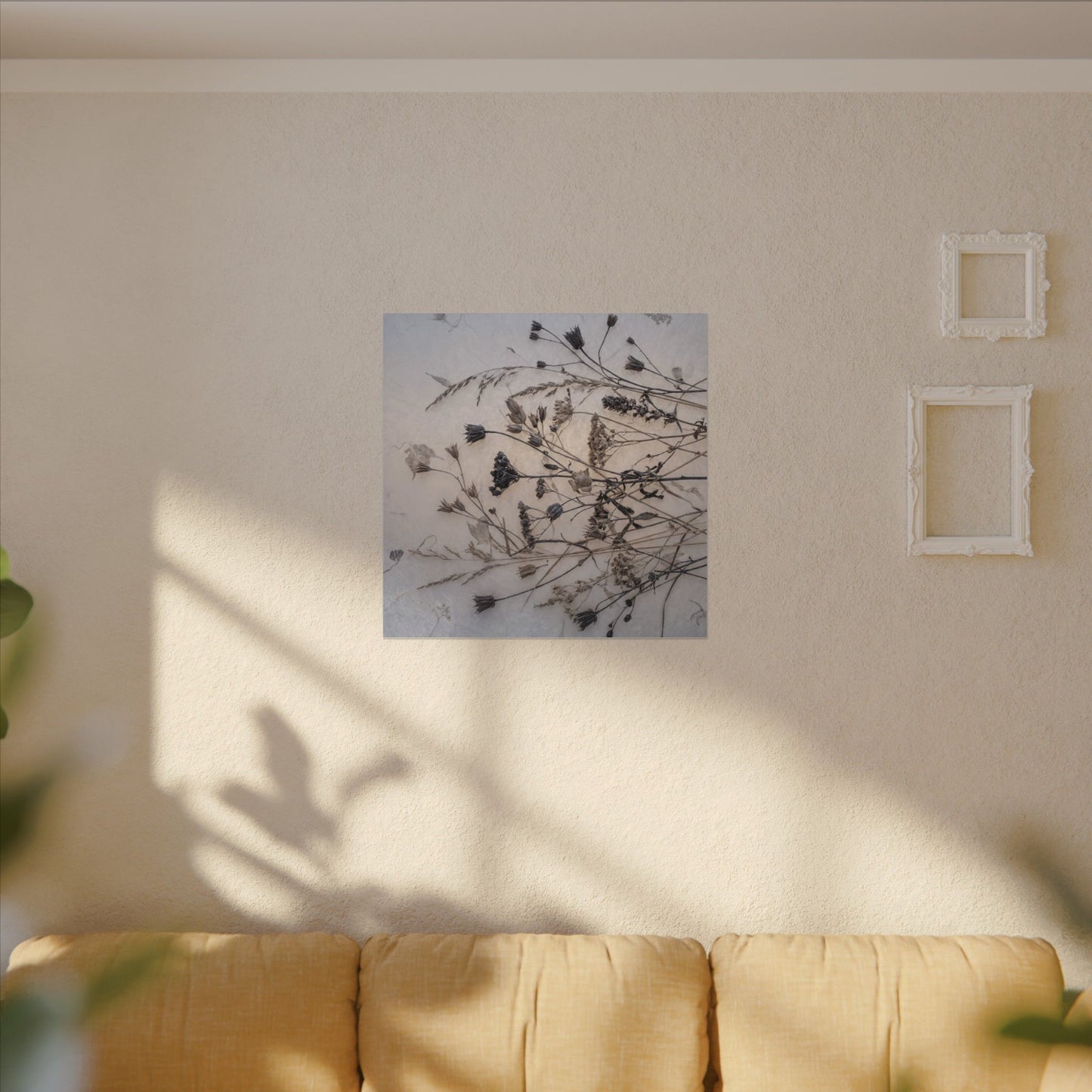 Elegant Dried Flowers Canvas Art - Japanese Pattern Japandi