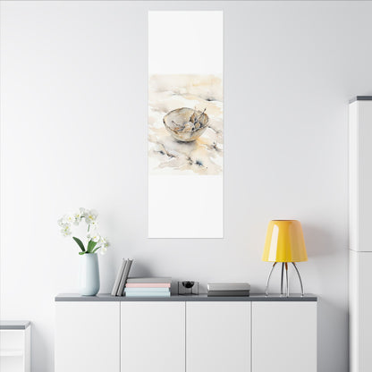 Ceramic Bowl Canvas Art | Winter Japandi Watercolor Art