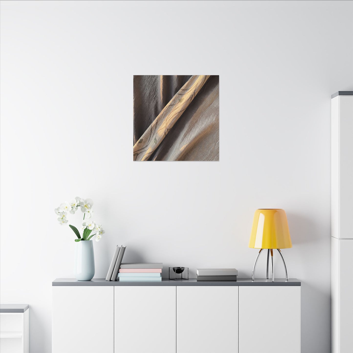 Warm Silk Drape Canvas Art - Japanese Pattern Japandi