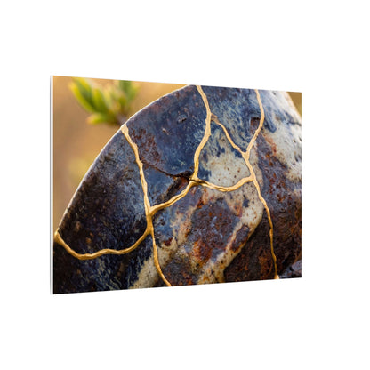 Fukinsei Rust Patina Canvas Art - Kintsugi Gold Repair