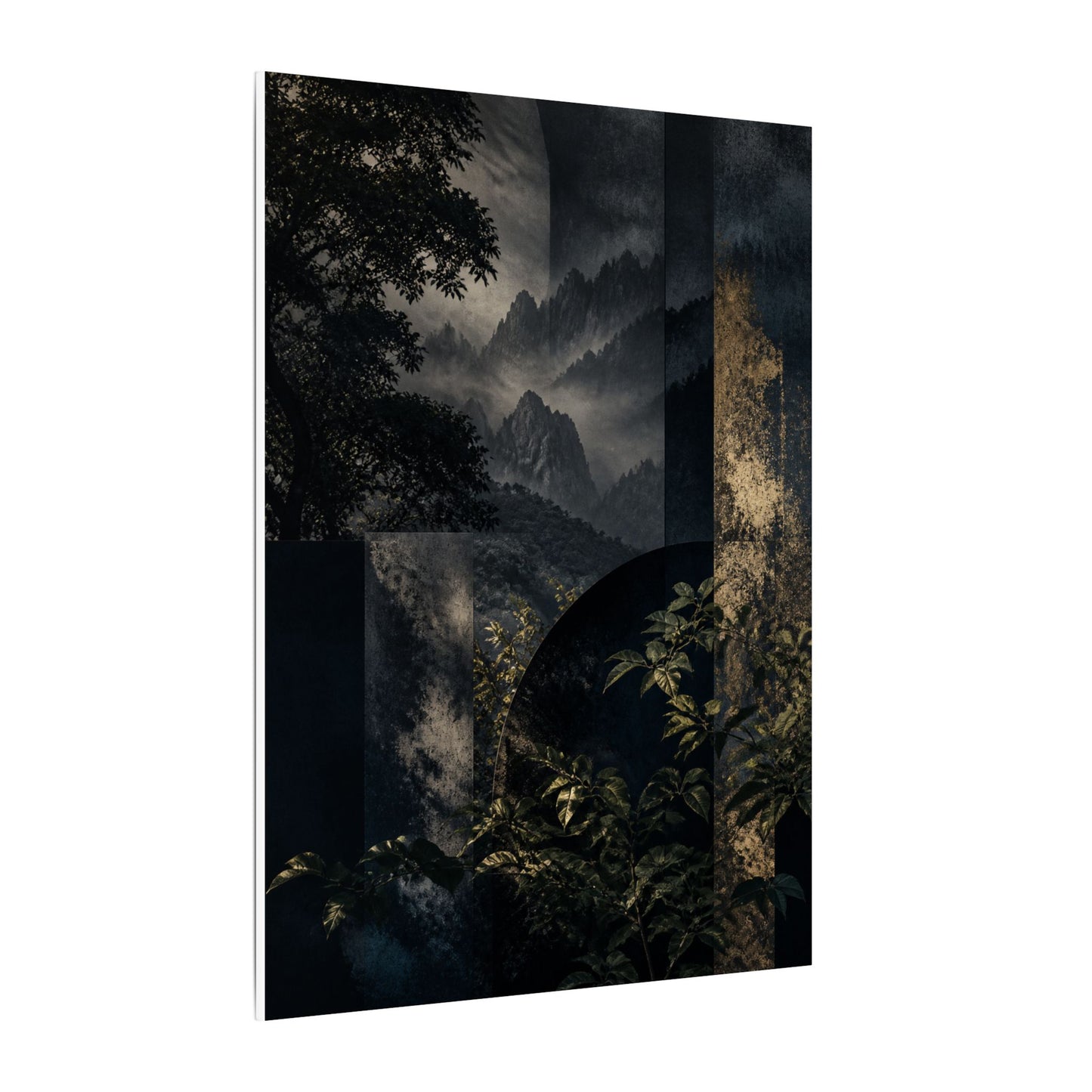 Mountain Mist Summer Canvas Art | Dark Japandi Atmospheric Design