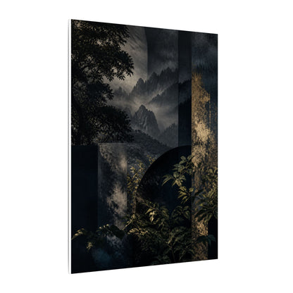 Mountain Mist Summer Canvas Art | Dark Japandi Atmospheric Design