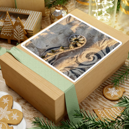Fern Unfurling Japanese Pattern Sticker | Neutral Japandi Art
