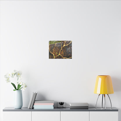 Mono No Aware Rust Patina Canvas Art - Kintsugi Gold Repair