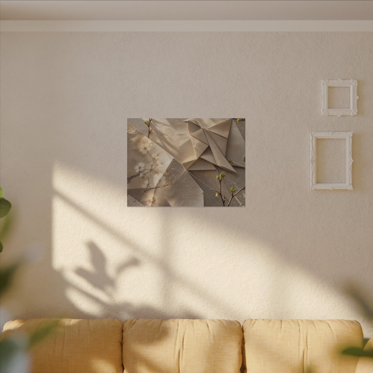 Golden Hour Paper Fold Canvas Art - Japandi Fukinsei