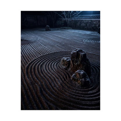 Bold Rock Garden Wall Art Print - Moody Minimal Dark Japandi