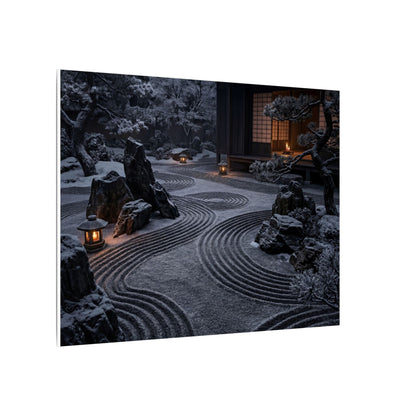 Candlelight Rock Garden Canvas Art - Dark Japandi Fukinsei