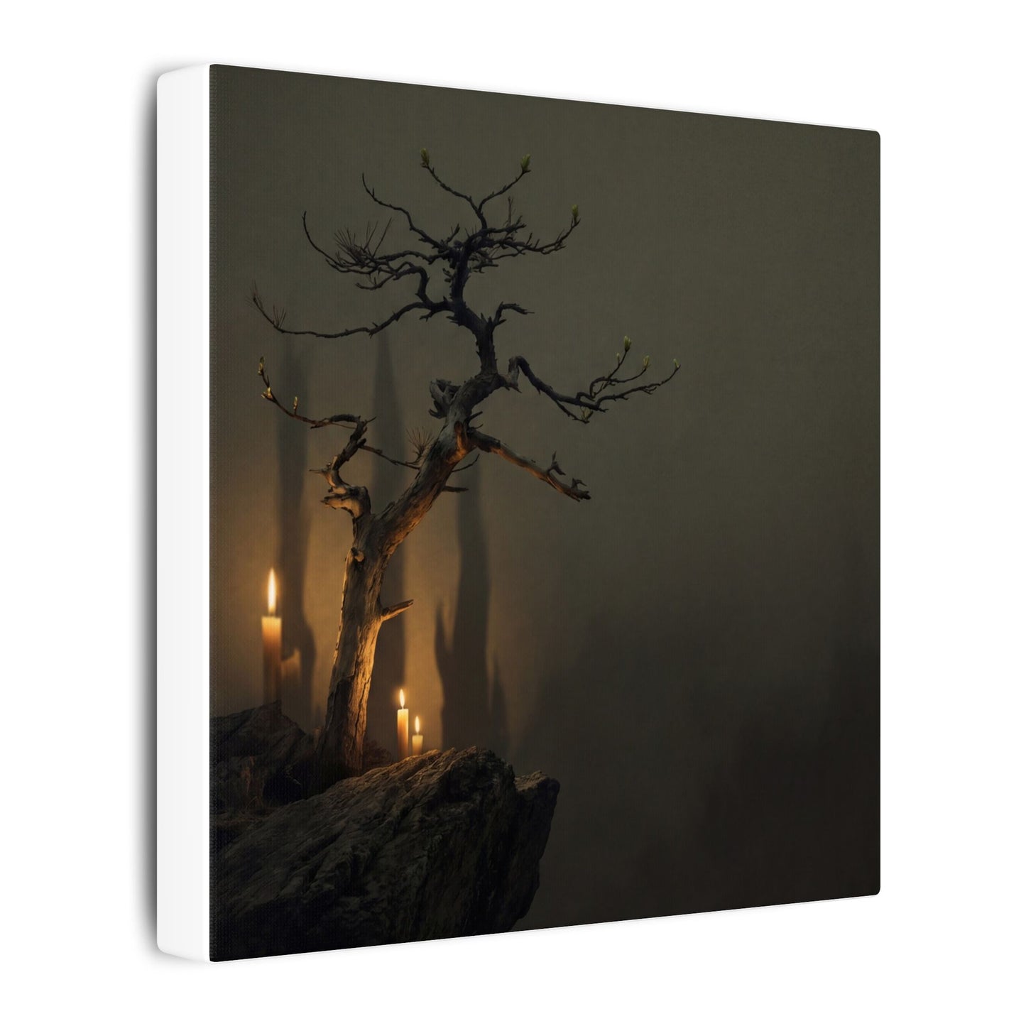 Ma Pine Tree Canvas Art - Dark Japandi Shadow Zen