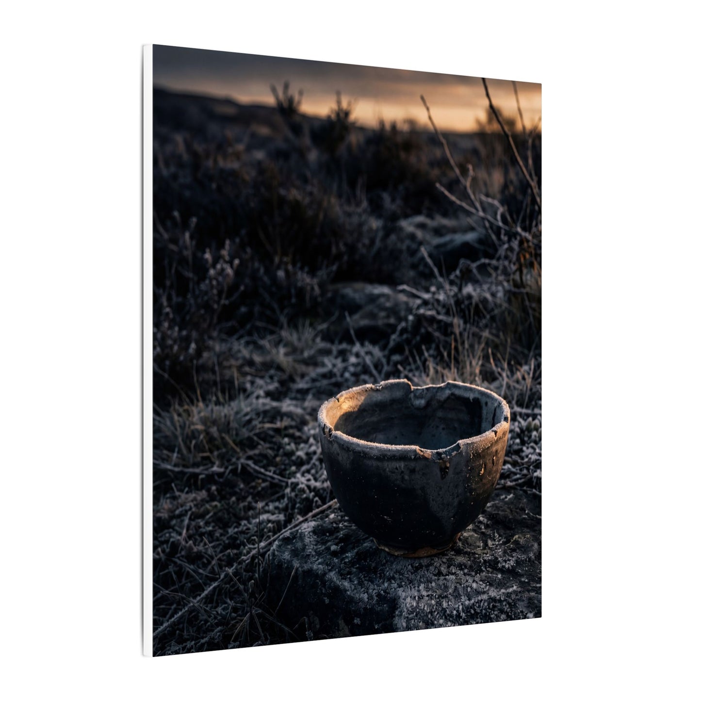 Kanso Ceramic Bowl Canvas Art - Dark Japandi Dark Texture