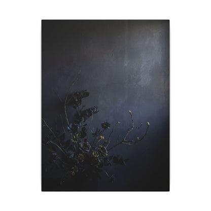 Dried Flowers Spring Canvas Art | Dark Japandi Moody Design