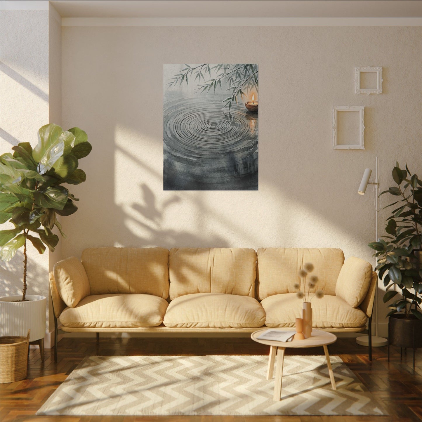 Water Ripple Sumi E Canvas Art | Calm Zen Art