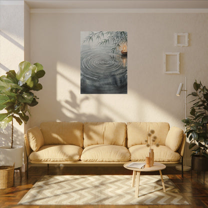 Water Ripple Sumi E Canvas Art | Calm Zen Art