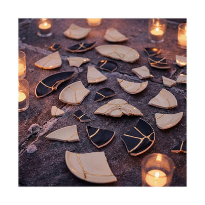 Broken Pottery Winter Wall Art Print | Kintsugi Healing Design