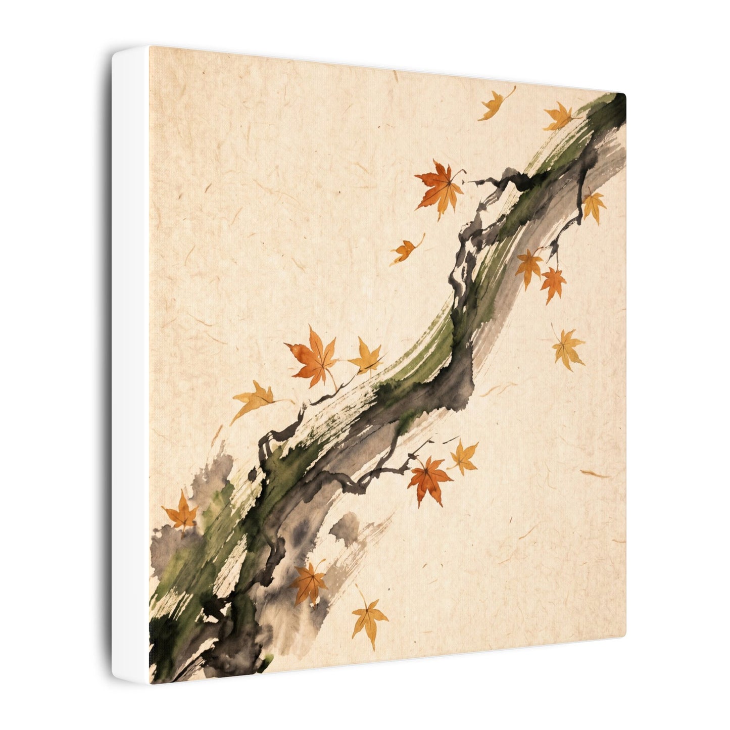 Ink Brushstroke Autumn Canvas Art | Zen Calm Design