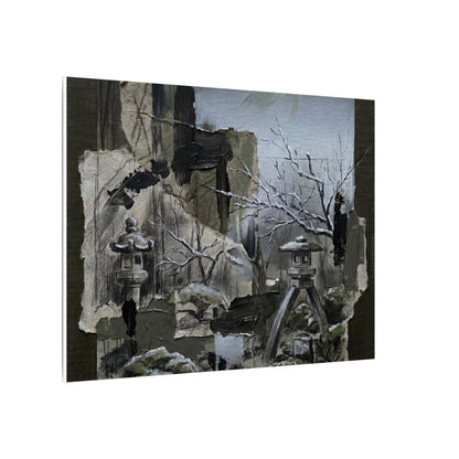 Winter Moonlit Garden Dark Texture Canvas Art | Moody Decor