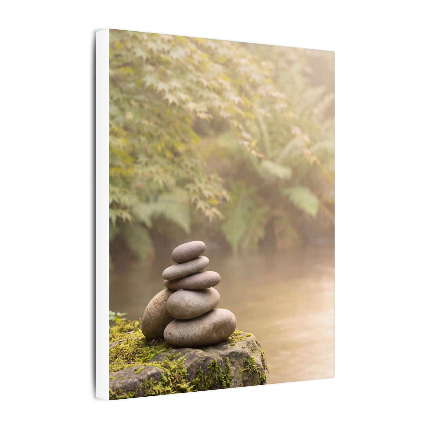 Cozy River Stones Canvas Art - Japanese Pattern Japandi
