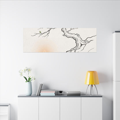 Candlelight Pine Tree Canvas Art - Japandi Shibui