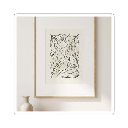 Japandi Charcoal Sticker Art Print