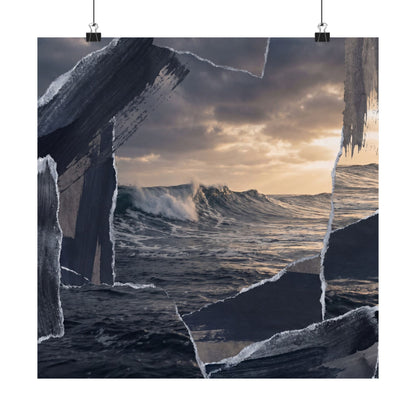 Dark Japandi Ocean Wave in Golden Hour | Shadow Zen Wall Art Print