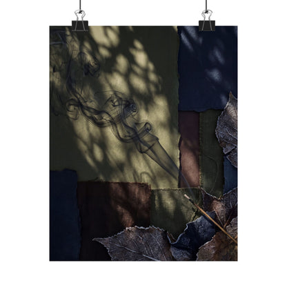 Atmospheric Incense Smoke Wall Art Print - Dark Texture Dark Japandi