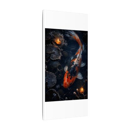 Koi Pond Canvas Art | Winter Dark Japandi Shadow Zen Art