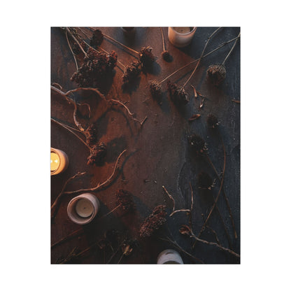 Dried Flowers Canvas Art | Winter Dark Japandi Moody Minimal Art