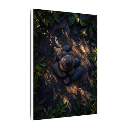 Ma River Stones Canvas Art - Dark Japandi Dark Texture
