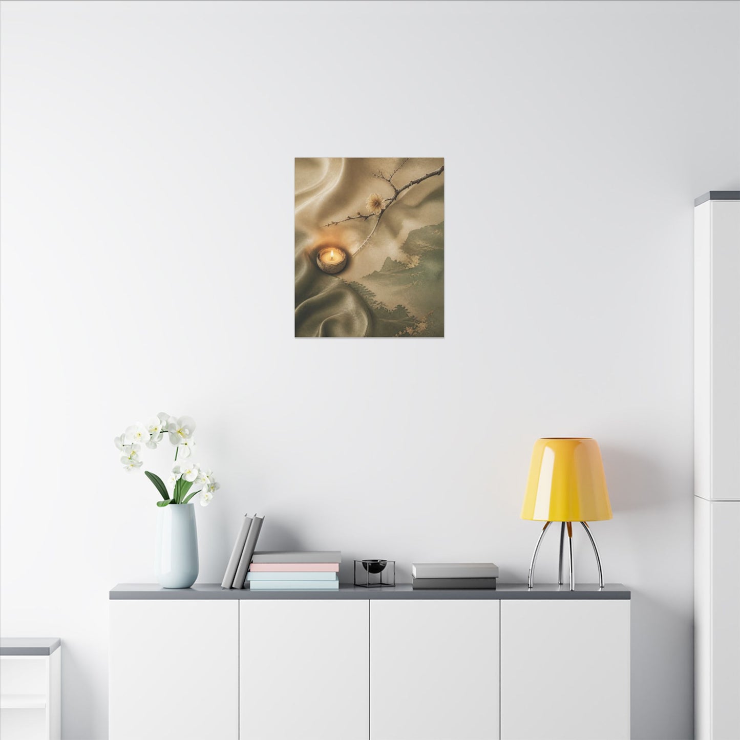 Silk Drape Japanese Pattern Canvas Art | Warm Japandi Art
