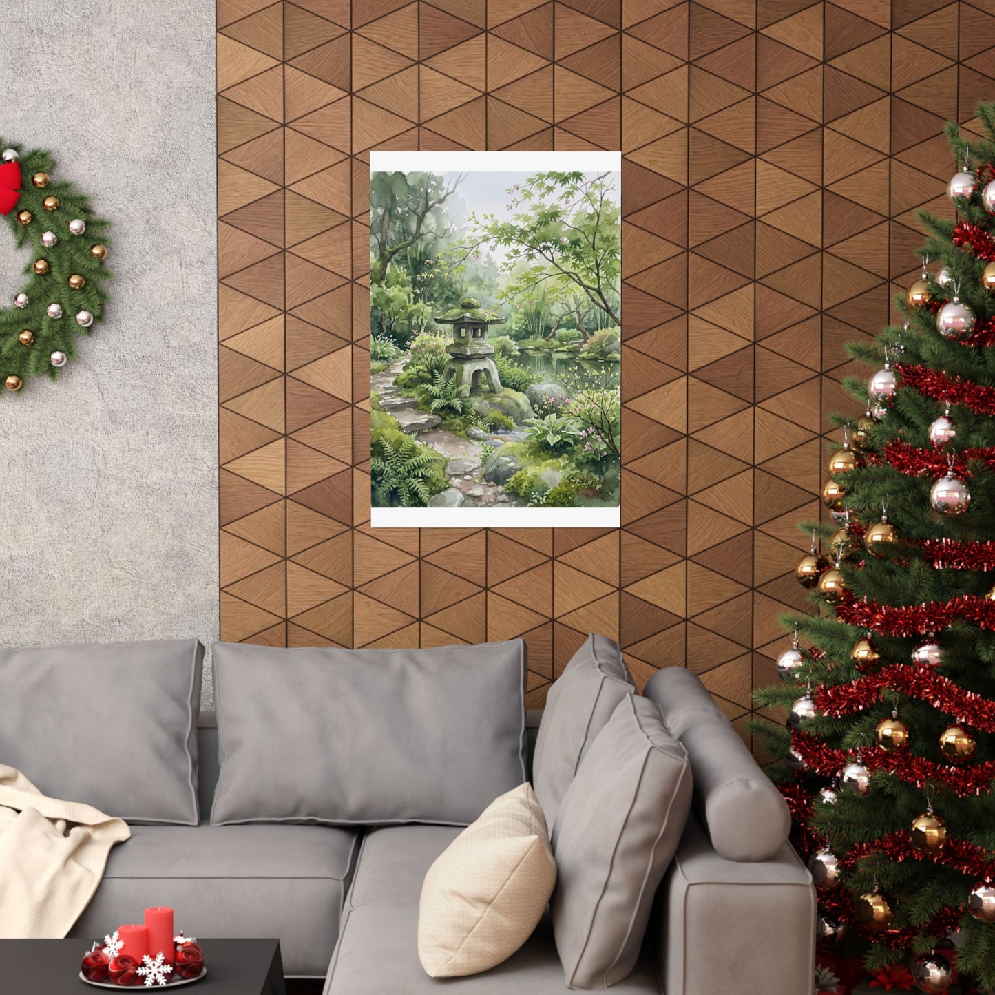 Stone Lantern Spring Wall Art Print | Japandi Elegant Design