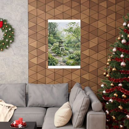 Stone Lantern Spring Wall Art Print | Japandi Elegant Design