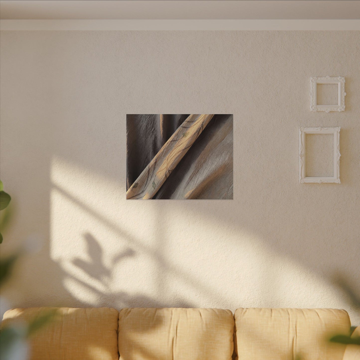 Warm Silk Drape Canvas Art - Japanese Pattern Japandi