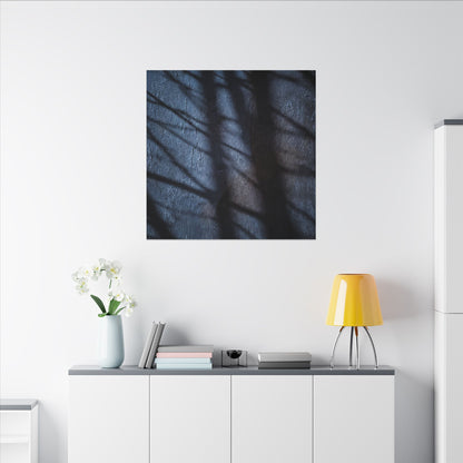 Dark Japandi Shadow Play in Moonlight | Moody Minimal Canvas Art