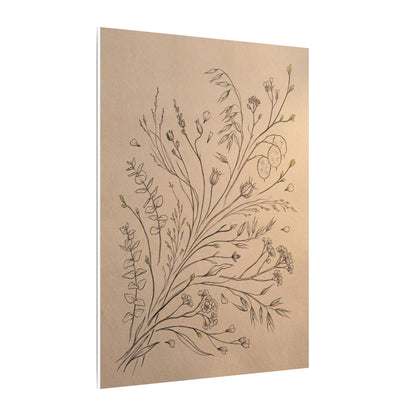 Dried Flowers Canvas Art | Spring Japandi Minimal Line Art