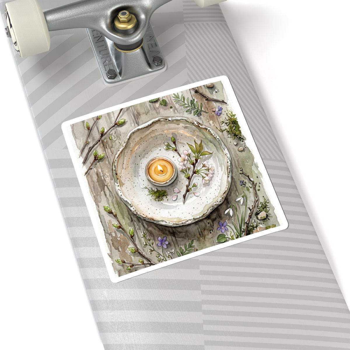 Candlelight Ceramic Bowl Sticker - Japandi Mono No Aware