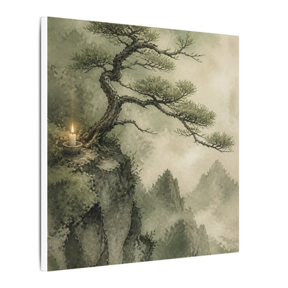 Candlelight Pine Tree Canvas Art - Japandi Kanso