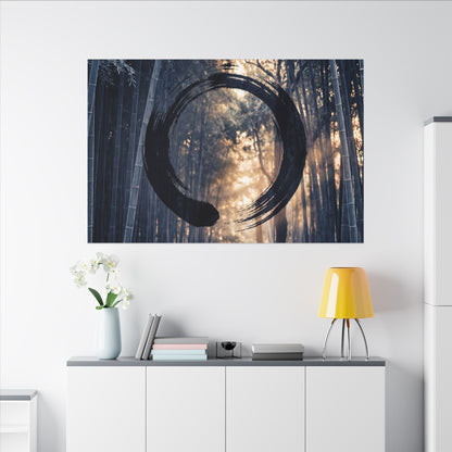 Bamboo Grove Canvas Art | Winter Zen Enso Art