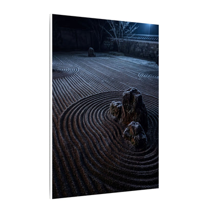 Moonlight Rock Garden Canvas Art - Dark Japandi Seijaku