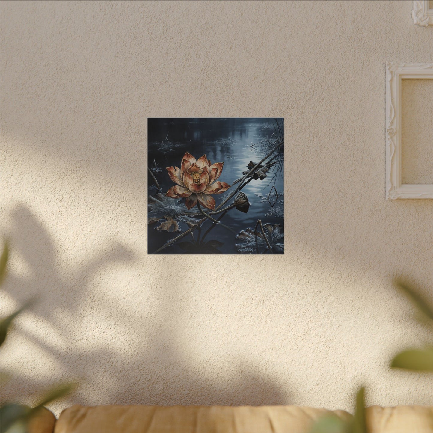 Winter Lotus Flower Broken Beauty Canvas Art | Healing Decor