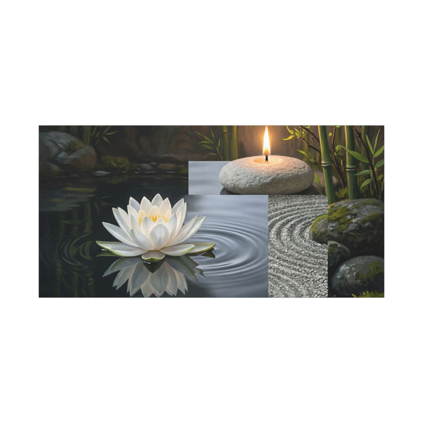 Candlelight Lotus Flower Canvas Art - Zen Kanso